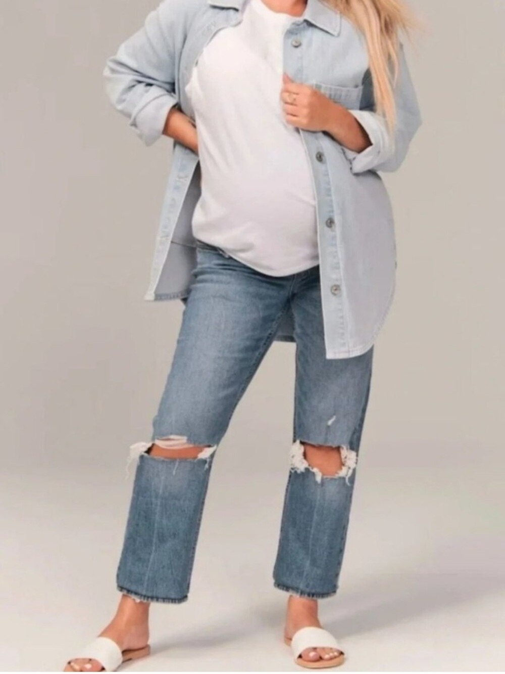 Abercrombie & Fitch The Ankle Straight Distressed Maternity Jeans | Size 2 Short